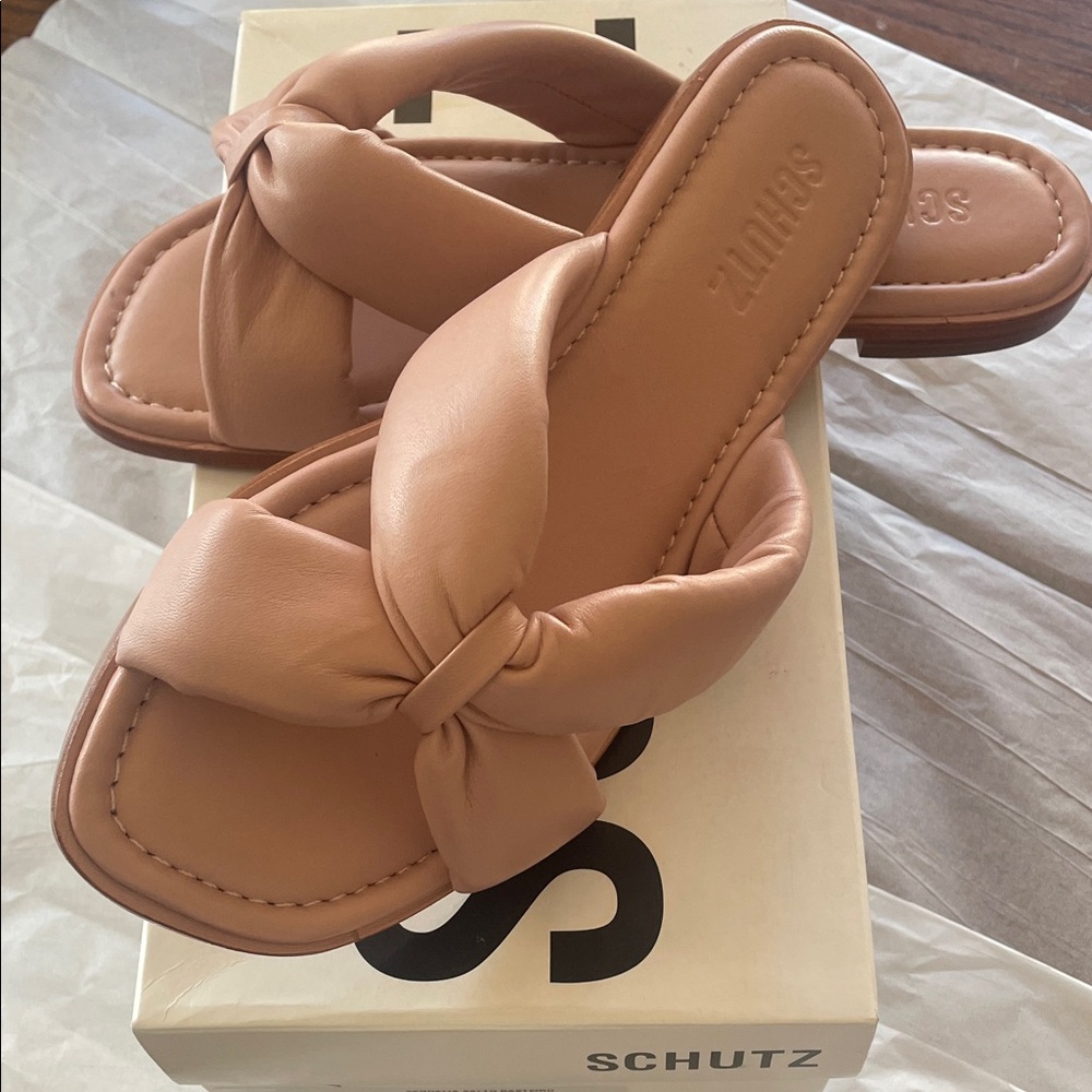 NIB Schutz Dusty Rose Fairy Knot Slide Sandals